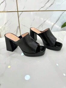 Giày Mules đế vuông REVREAL - màu đen - Xem 3