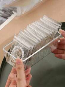 20 个 PVC 透明可重复密封珠宝袋，带拉链，防氧化，防止失去光泽，用于存放耳环、项链、珠宝、小礼物、配饰派对礼品袋 - 無色 - 查看 7