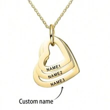 Personalized Stainless Steel Engraved 1-4 Pcs Name Necklace Custom Name Multilayer Heart Pendant Necklace Charm Women's Name Plate Jewelry Holiday Ornament Gifts For Girlfriend,Valentine's Day Gifts Birthday Gifts Mother's Day Gifts
