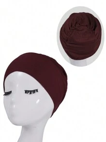 1 Peça Boné de Lã Feminino em Cor Sólida, Semelhante a Seda, de Algodão Macio, Gorro Elástico e Sem Costura, Multicolorido e Resistente a Bolinhas