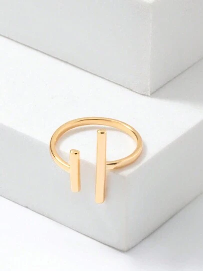 1pc Fashionable Minimalist High-End Stainless Steel Double Bar Ring
