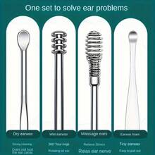 10pcs Stainless Steel Ear Wax Removal Tool Set, Spiral Rotating Ear Picking Spoon & Ear Picker Spoon For Cleaning & Collecting Ear Wax - 10Pcs - View 7