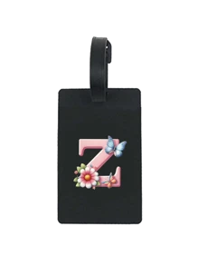 1pc Colorful Butterfly Flower A-Z Letter Pattern Black Luggage Tag, Pvc Luggage Tag, Carnival Cruise Luggage Tag, Personalized Luggage Tag, Cute Luggage Tag, Luggage Id Tag, Address Card Boarding Pass, Portable Tag, Luggage Tag, Essential For Travel And Outings Card Holder Suitcase Tag Flying College For Luggage For School Bag Anti-Lost Waterproof Double-Sided Privacy Protection Bag For School School Accessories School Stuff - Black - View 20