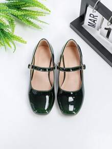 Plain Color Minimalist Casual Children Fashion Shiny High Heel Shoes