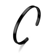 1 件时尚 4 毫米、6 毫米、8 毫米宽不锈钢 C 形开口袖口手链 - 现代简约设计，玫瑰金，彩虹蓝/灰和黑色，抛光饰面，简约优雅的日常不锈钢手镯可调节袖口，适合男士和女士日常佩戴，展现个人风格和多功能性 - 彩色 - 查看 8