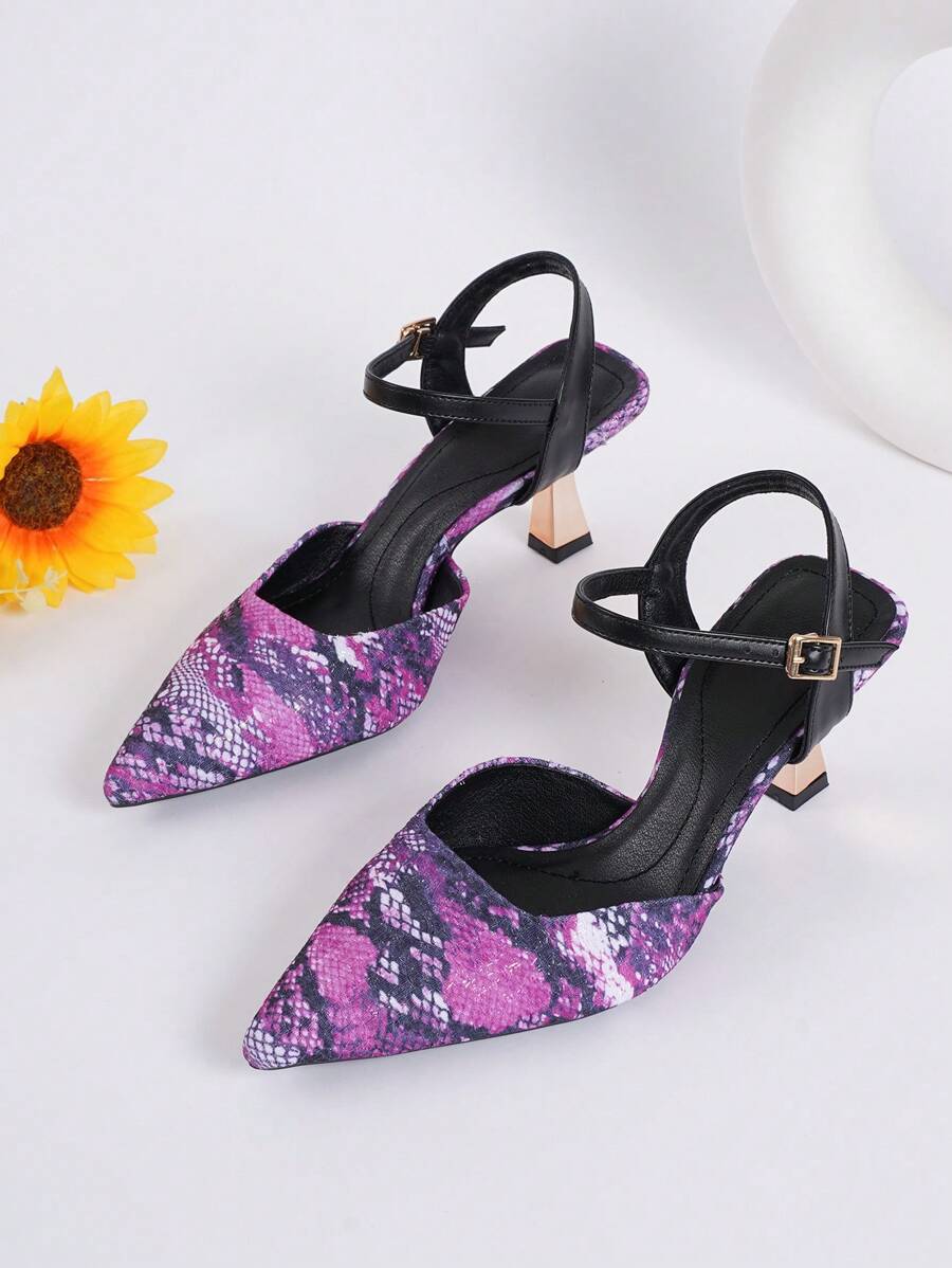 2025 Spring & Summer Stylish Black Closed Toe High Heel Pointed Toe Sandals, Plus Size 41-43 - Pink - View 1