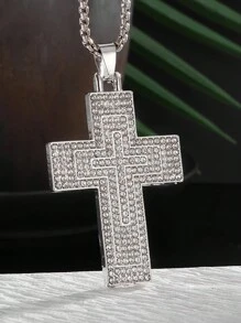 1 pieza Collar con colgante de cruz Ankh de acero inoxidable, joyería de moda minimalista para uso diario unisex - Collar de cruz de Anka - Ver 4