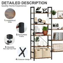 Triple Wide 5 Tier Bookshelf, Home Office Industrial Bookcase With 14 Open Shelves