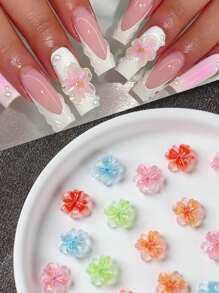 FULL BEAUTY 20/50/100 件冰裸色樱花花瓣饰物美甲装饰兰花情人节婚礼设计花朵优雅美甲水钻美甲配件用品美甲宝石 - 彩色 - 查看 5