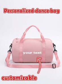 Customized Personalized Dance Bag, Girls Dance Bag, Dance & Fitness Bag, Universal Sports & Travel Bag, Lightweight Nylon Pink Dance Bag For Teenage Girls, Casual Fashion Handbag, Adjustable Shoulder Strap, Foldable, Zipper Closure And Polyester Lining, Suitable For Ballet Dancers And Everyday Use, For Dance And Fitness Equipment - Multicolor - View 7