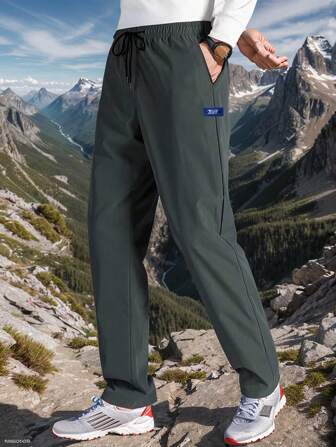 1pc Men's Casual Loose Straight Leg Outdoor Pants, Solid Color Sports Trousers, Spring Autumn 2025 New Workwear Pants