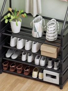 Portant vêtements ajustable du sol au plafond, style minimaliste moderne. Convient pour le salon, la chambre, la maison de location. Organisateur pour vêtements, sacs et chaussures