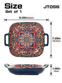 1pc Square Ceramic Plate, 4 Color Options, Single/2/4 Pcs Set, With Double-Ear Heatproof Design, Homestyle Dinnerware, Suitable For Home & Restaurant Use - Multicolor - View 5