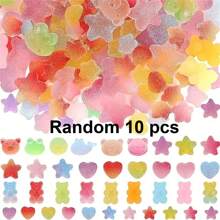 5/10/20/30/50/60/80/100pcs Colorful Mini Flat Gummy Bear, Star, Heart Shaped Resin Decoration Accessories For Jewelry Making, Crafts, Phone Decor, Scrapbooking, Nail Art