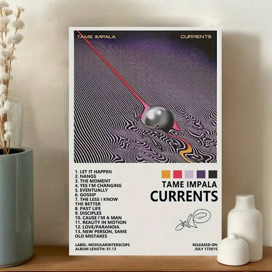 Framed Tame Impala Currents Album Cover Wall Art - Canvas Music Poster,  Print For Bedroom, Living Room Decor - 裱框 - 查看 1