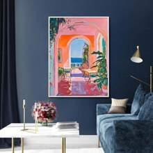 Wall Art Prints, Vintage Canvas Wall Art Colorful Poster Pictures Pink Wall Decor For Living Room Bedroom Farmhouse Decoration Poster, Framed And Ready To Hang. (30x45cm)12x18inch Framed