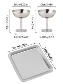 1 pieza de bandeja cuadrada de acero inoxidable 304, bandeja rectangular poco profunda de estilo industrial, apta para café, té, postre, pastel, apropiada para cafetería, reuniones en el patio