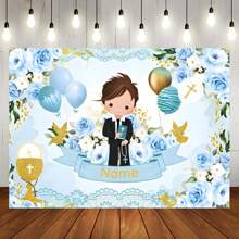 Phông nền trang trí lễ rửa tội, họa tiết chấm bi vàng lấp lánh, cây xanh và chữ thập, tùy chỉnh tên, phù hợp cho tiệc trẻ sơ sinh, trang trí tiệc mừng sinh nhật, đạo cụ chụp ảnh chân dung, chất liệu vinyl, phụ kiện trang trí tiệc. - Nhiều màu - Xem 3