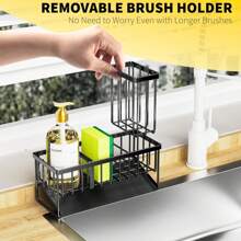 Kitchen Sink Caddy Organzier With High Brush Holder, Sponge Holder For Sink, 304 Rustproof Stainless, Kitchen Countertop Soap Dispenser Organizer, Kitchen Decor And Accessories - Hồng - Xem 5
