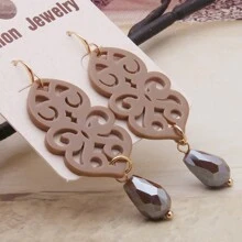 1 对波西米亚风亚克力镂空撞色水晶泪珠耳环，适合女士日常佩戴 - 幾何 - 查看 16