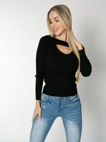 Women's Fitted Blouse With Unique Detail, Stellar Collection - Black - View 2