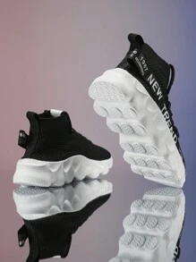 Zapatos casuales y deportivos ligeros para hombre con suela gruesa, malla y correas trenzadas