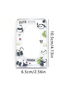 1个可爱卡通熊猫兔子图案卡包，透明双面银行/信用卡套，多功能照片/名片保护套，女士钱包/钥匙链卡袋