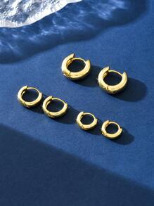 1 对迷人 925 纯银 12 毫米-16 毫米简约亮面圆形耳钉，适合女士周年纪念日女友生日礼物约会日常佩戴耳环精美珠宝 - 光面 - 查看 3