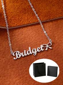 1PC Customized Stainless Steel Nameplate Necklace, Pendant Necklaces Stainless Steel Baby Jewelry Personalize Name Choker Girls Necklace Kids Children Numbers Boy Custom Silver/Gold Color, Fashion, Vintage, Casual, Simple Customization Everyday Wear, Birthday, Mother's Day