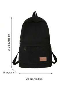 1 件男女通用纯色时尚背包，多功能大容量休闲通勤书包夏季夏季包春假男士包黑色包包背包旅行必备大包 - 黑色 - 查看 4