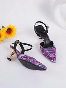 2025 Spring & Summer Stylish Black Closed Toe High Heel Pointed Toe Sandals, Plus Size 41-43 - Pink - View 3