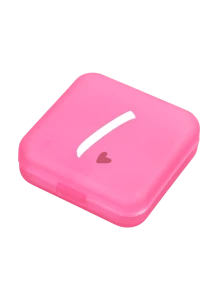 1pc Pink Love White Letter A-Z Pattern Cute And Portable Pill Box, Travel Pill Box, Large Pill Storage Device 4 Times A Day, Large Vitamin Daily Medication Storage Device, Large Pill Container, Medication Dispenser (Pink) - Perfect For Organizing Medication Anytime, Anywhere