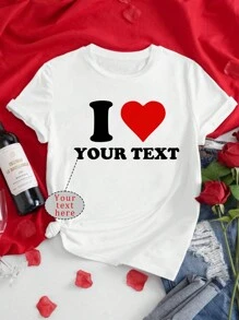 Custom Women's Short Sleeve T-Shirt - Customize I Love Theme Patterns, Add Your Own Text, Choose Color & Font, Design Your Own Personalized Printed Short Sleeve T-Shirt, Anniversary Gifts, Valentine's Day, Custom Gift, Valentine's Day Stylish,Fashion,Hipster,Casual,Minimal Chic Personalized,Customized,Custom,Unique Guy Costumes,Capsule Wardrobe,Men Basic/Street Style Ideal Gifts For Him Boyfriend,Family,Friends For Birthdays,For Vacation/Holiday,For School/Competition,For Sports/Climbing,Chic Autumn