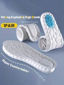1 Pair Silica Gel Shock Absorption Cushion Insoles, Breathable Comfort For Casual And Basketball Sneakers
