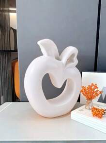 1pc Nordic Creative Apple Shaped Living Room Flower Arrangement Decoration, Ceramic Dried Flower Vase, Home Decoration, Foyer Tabletop Flower Ware Living Room Accessories Best Gifts
