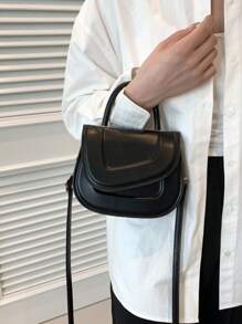 1pc Fashionable And Textured, Stylish Solid Color Embossed Shoulder Bag, Popular And Fashionable Crossbody Handbag Saddle Bag, Casual And Aesthetic Handbag, Simple And Fashionable Niche Solid Color Shoulder Crossbody Saddle Bag, Pu Material Magnetic Buckle Closure, Suitable For Girls To Go Out Shopping, Daily Use, Giving Gifts To Friends Is The Best Choice, A Must-Have Fashion Item - Saddle Bag - View 4