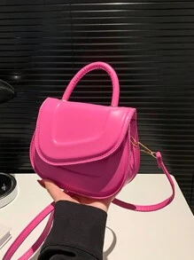 1pc Fashionable And Textured, Stylish Solid Color Embossed Shoulder Bag, Popular And Fashionable Crossbody Handbag Saddle Bag, Casual And Aesthetic Handbag, Simple And Fashionable Niche Solid Color Shoulder Crossbody Saddle Bag, Pu Material Magnetic Buckle Closure, Suitable For Girls To Go Out Shopping, Daily Use, Giving Gifts To Friends Is The Best Choice, A Must-Have Fashion Item - Saddle Bag - View 11