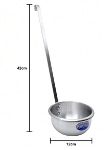 3 Serving Ladles 12 Cm In Diameter, Made Of Aluminium, 42 Cm Long, Excellent Quality And Durability. - Light Grey - View 2