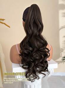 22-24英寸波浪马尾假发爪，波浪卷发一体式，女士适用，黑棕色 - 深棕色 - 查看 5