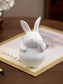 1 pieza Figura de resina con forma de conejo acariciando la cara y abrazando una zanahoria, de estilo simple y lindo, decoración de Pascua, artesanía, apta para hogar, escritorio, oficina, entrada, estantería, sala de estar, hotel, decoración festiva