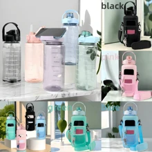 3pcs Slogan Graphic Water Bottle - Green - View 2