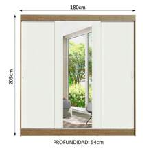 Closet Madesa Reno Wardrobe 3 Sliding Doors 1 Mirror MB - 棕色和白色 - 查看 3