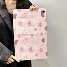 Custodia per tablet a forma di cuore stile libro, compatibile con protezioni per schermo in vetro temperato dello stesso modello, custodia protettiva per tablet, protezione anti-caduta morbida, custodia protettiva ultra-sottile/supporto intelligente/auto-risveglio compatibile con iPad 10.2 pollici 2021/2020 iPad 9a/8a generazione/, custodia per tablet, con supporto per penna, supporta la funzione di riattivazione/sospensione automatica - nero - Visualizzare 4