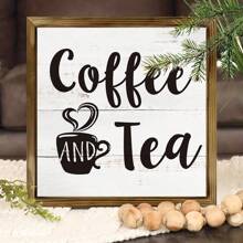 1PC Koffie en thee houten bord keuken woondecoratie posters, rustieke grappige koffie canvas wandkunst voor wanddecoratie - multifunctionele boerderijdecoratie, vakantiehuis wandkunst - woonkamer, slaapkamer, haldecoratie
