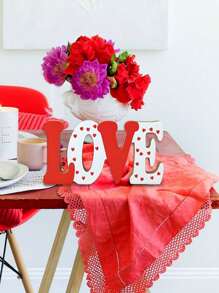 Valentine's Day Wooden Love Sign Decor, LOVE Romantic Table Top Decor Romantic Table Red Sign, Wood Love Letters Home Table Decorations For Farmhouse Shelf Fireplace Wedding Anniversary Home Party Decoration