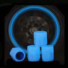 4 件装多色汽车气门帽，橡胶材质，夜光效果，适用于汽车轮胎、气门和汽车配件