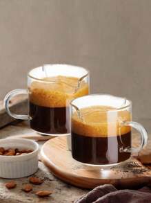 1 件带刻度的双口玻璃量杯、带手柄的双嘴玻璃咖啡杯、浓缩咖啡小杯、双嘴量杯、浓缩咖啡杯、牛奶杯、酱汁杯、V 口咖啡杯、带手柄的咖啡杯、咖啡杯 - 無色 - 查看 6