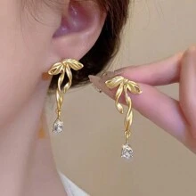 1 Pair Of Ballet Bow Drop Earrings Frosted Matte Fold Sweet Cool Style High Sense Earrings Female