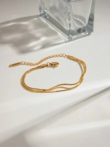 Uworld 1 pièce Bracelet de base multicouche en acier inoxydable plaqué or 18 carats à motif d'os de serpent, simple et à la mode. Convient pour un port quotidien, le travail, l'école, les fêtes, les vacances, les festivals, etc.