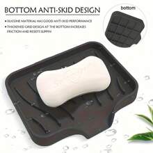 Silicone Soap Dish With Drainage, Non-Slip Rectangular Soap Holder Tray For Bathroom, Travel-Friendly Soap Container With Anti-Skid Bottom Design